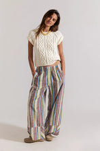 Load image into Gallery viewer, Free People Day's End Linen Striped Pull-On Pants/Ivory Combo