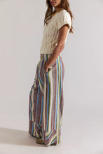Load image into Gallery viewer, Free People Day's End Cotton-Linen Striped Pull-On Pants/Ivory Combo