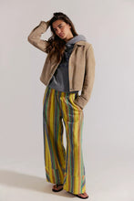 Load image into Gallery viewer, Free People Day's End Linen Striped Pull-On Pants/Butter Yellow Combo