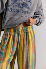 Load image into Gallery viewer, Free People Day's End Cotton-Linen Striped Pull-On Pants/Butter Yellow