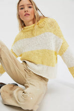 Load image into Gallery viewer, Free People Opal Rollneck Knit Stripe Sweater/Lemon Combo