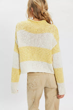 Load image into Gallery viewer, Free People Opal Rollneck Knit Stripe Sweater/Lemon Combo