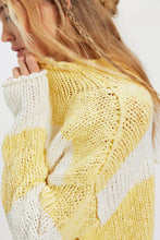 Load image into Gallery viewer, Free People Opal Rollneck Knit Stripe Sweater/Lemon Combo