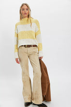 Load image into Gallery viewer, Free People Opal Rollneck Knit Stripe Sweater/Lemon Combo