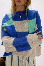 Load image into Gallery viewer, Free People Opal Rollneck Knit Stripe Sweater/Cobalt Combo