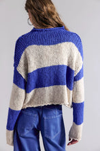 Load image into Gallery viewer, Free People Opal Rollneck Knit Stripe Sweater/Cobalt Combo