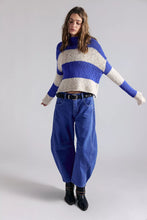 Load image into Gallery viewer, Free People Opal Rollneck Knit Stripe Sweater/Cobalt Combo
