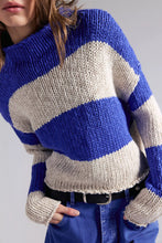 Load image into Gallery viewer, Free People Opal Rollneck Knit Stripe Sweater/Cobalt Combo