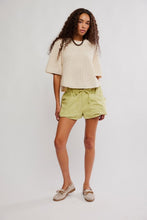 Load image into Gallery viewer, Free People Good Fortune Solid Cotton-Linen Shorts/Warm Olives
