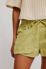 Load image into Gallery viewer, Free People Good Fortune Solid Cotton-Linen Shorts/Warm Olives