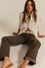 Load image into Gallery viewer, Free People We The Free Seaside Cotton Stripe Shirt/Ivory Combo