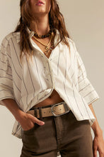 Load image into Gallery viewer, Free People We The Free Seaside Cotton Stripe Shirt/Ivory Combo