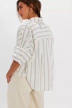 Load image into Gallery viewer, Free People We The Free Seaside Cotton Stripe Shirt/Ivory Combo