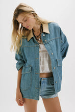 Load image into Gallery viewer, Free People We The Free Lemon Denim Jacket/Berry Blues
