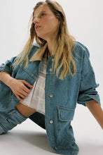 Load image into Gallery viewer, Free People We The Free Lemon Denim Jacket/Berry Blues