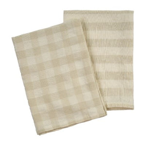 Gingham Stripe Linen Tea Towels S/2