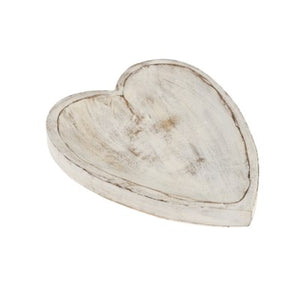 Heartbeat Wooden Tray, Whitewash