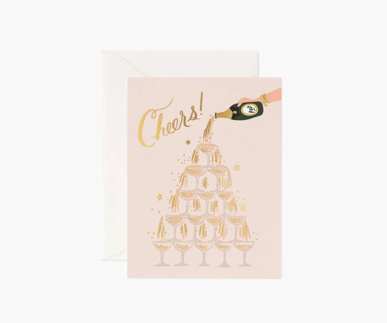 Rifle Paper Champage Tower Cheers Card