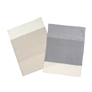 Sorbet Stripe Linen Tea Towels S/2 Greys