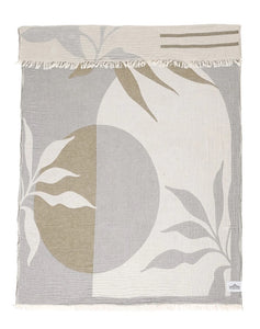 Tofino Towel Co Terra Botanical Throw Khaki/ Pewter