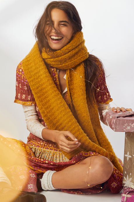 Free People Rippled Scarf Yellow