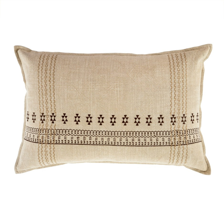 Mekhi Embroidered Pillow Brown