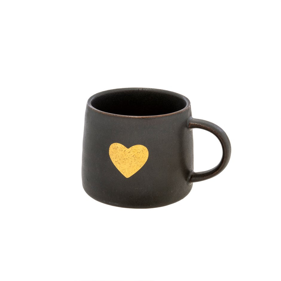 Gold heart Mug, Black