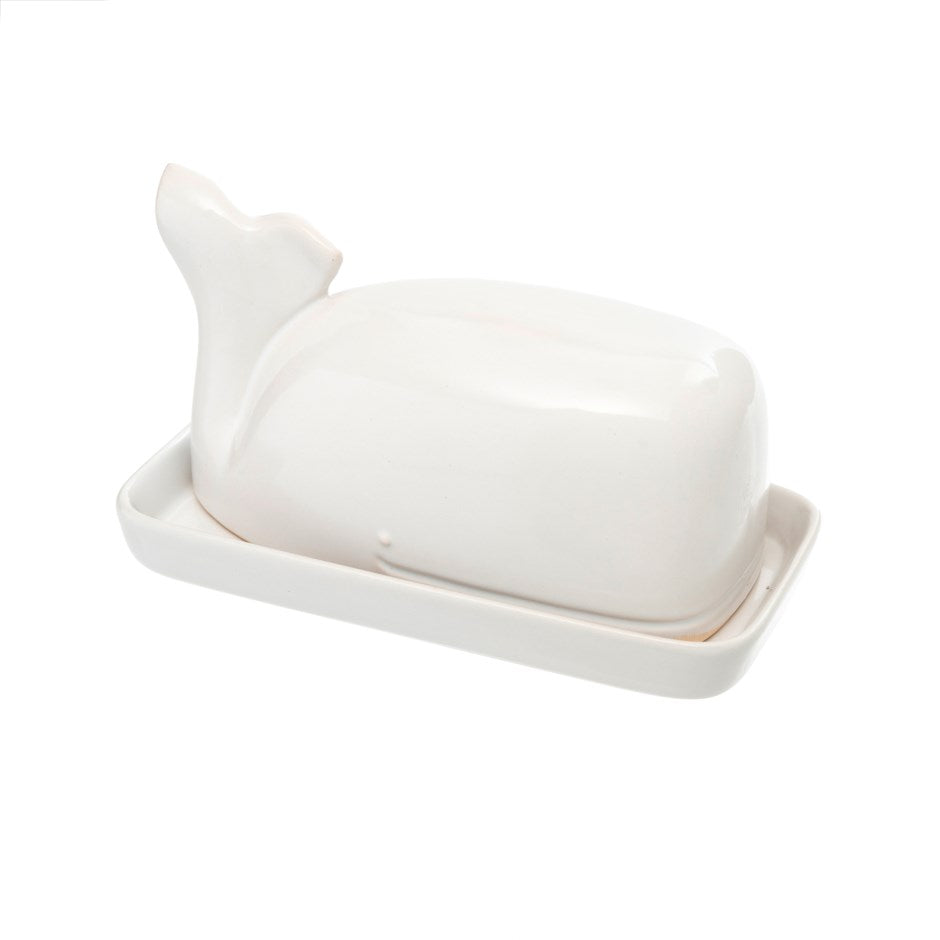 Whale butter dish White