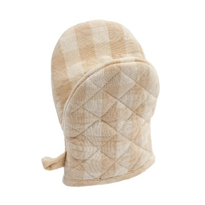 Linen Gingham Oven Mitt Clay
