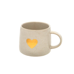 Gold Heart Mug, White