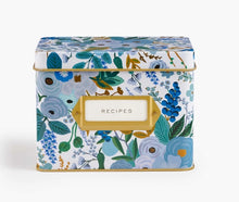 Load image into Gallery viewer, Rifle Paper Garden Party Blue Recipe Tin